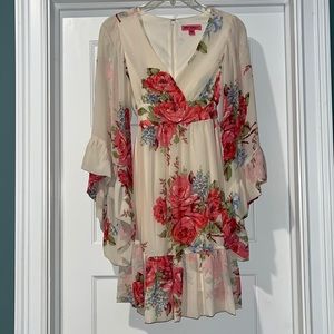 Betsey Johnson vintage boho floral chiffon cocktail party dress, size 2.